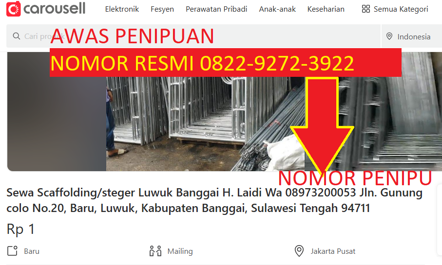 Hati-hati Penipuan Online Scaffolding di Luwuk